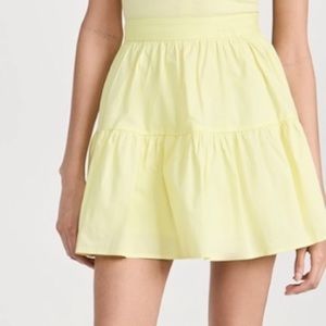 STAUD SEA STRETCH YELLOW COTTON MINI SKIRT WITH RUFFLES SIZE 10 175